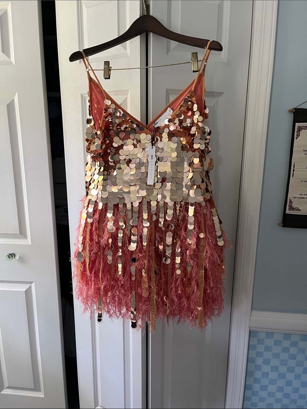 ASOS Limited Edition gold and deep peach dress